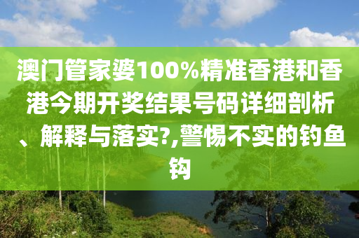 澳门管家婆100%精准香港和香港今期开奖结果号码详细剖析、解释与落实?,警惕不实的钓鱼钩